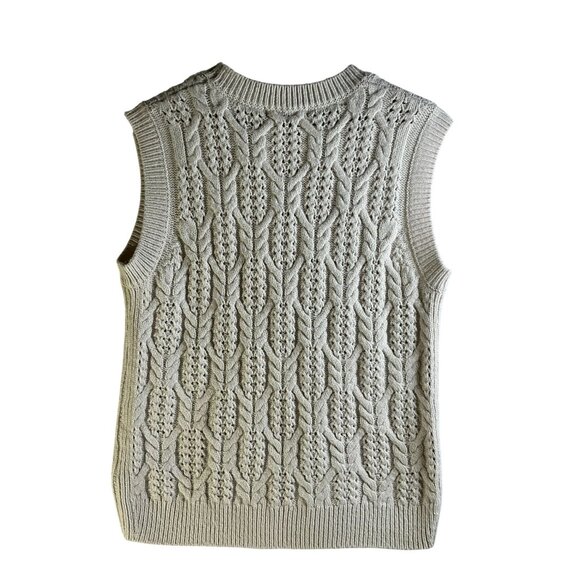 Cable Knit Crew Neck Knitted Vest / Jumper - Large - Picture 2 of 4
